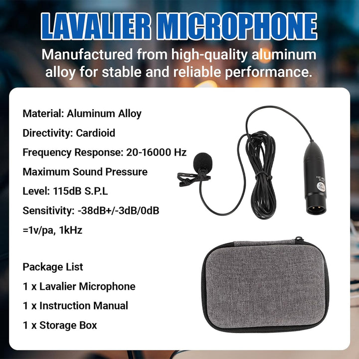 Lavalier Microfon Professional 48 V Phantom Power Omni Directional Rauschen Reduktion Clip auf Rever