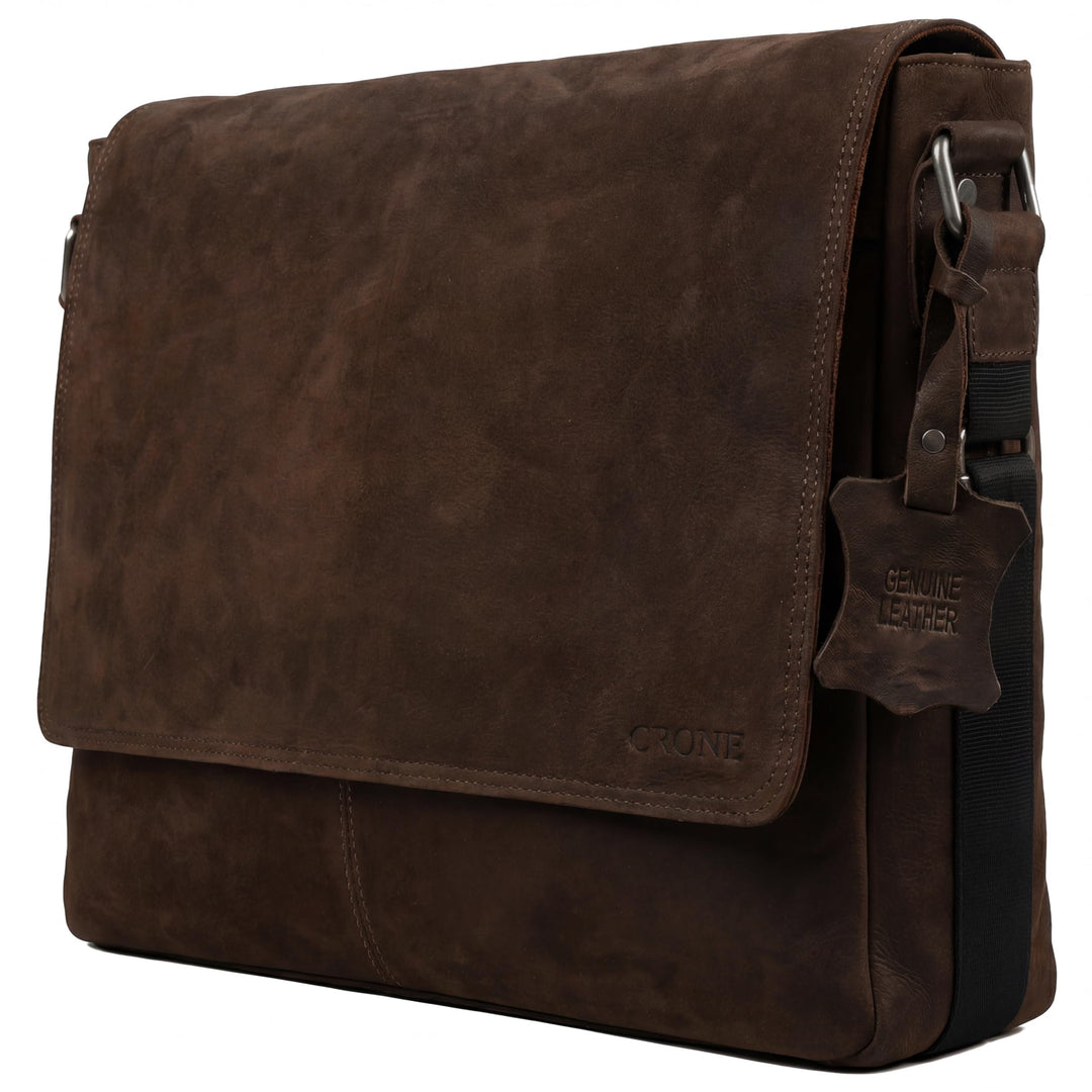 Crone Hamburg Leder Laptoptasche, Business Tasche aus Echtleder, Aktentasche, Arbeitstasche, Umhänge