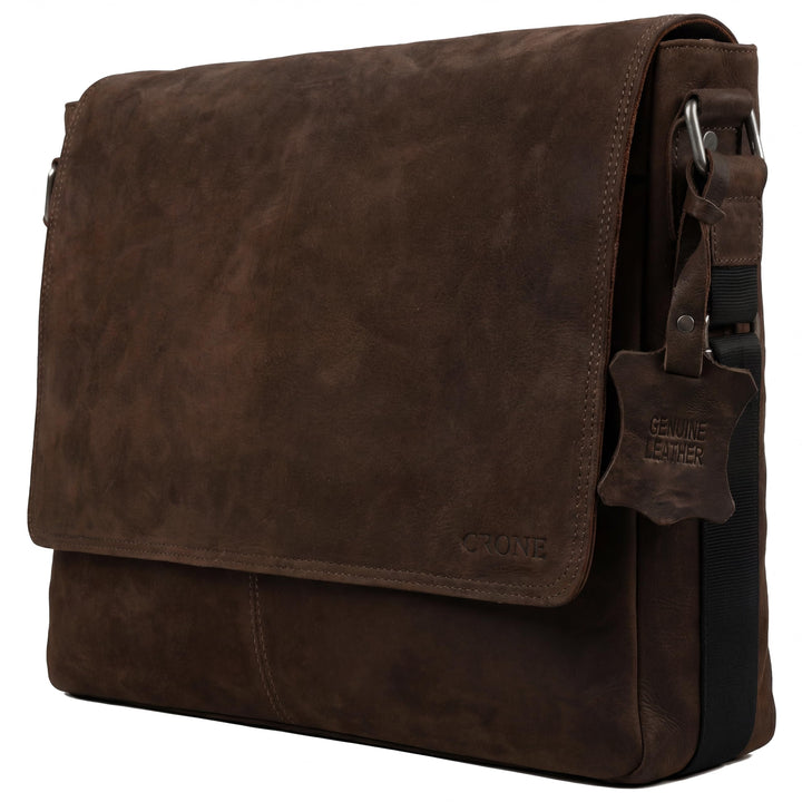 Crone Hamburg Leder Laptoptasche, Business Tasche aus Echtleder, Aktentasche, Arbeitstasche, Umhänge