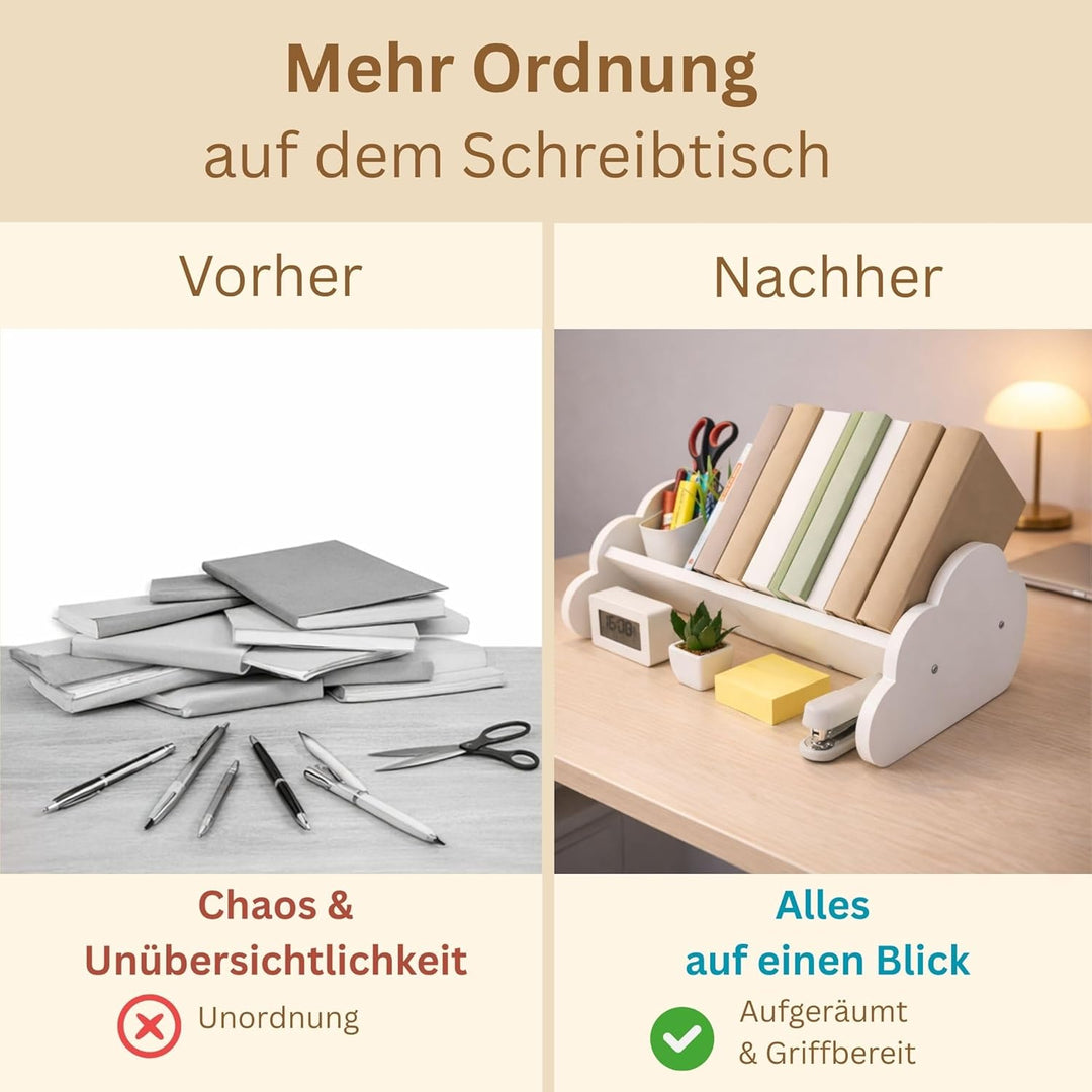 Bücherregal Holz Natur | einfache Montage u. Umweltfreundlich | Buch Organizer ideal als Kinder büch
