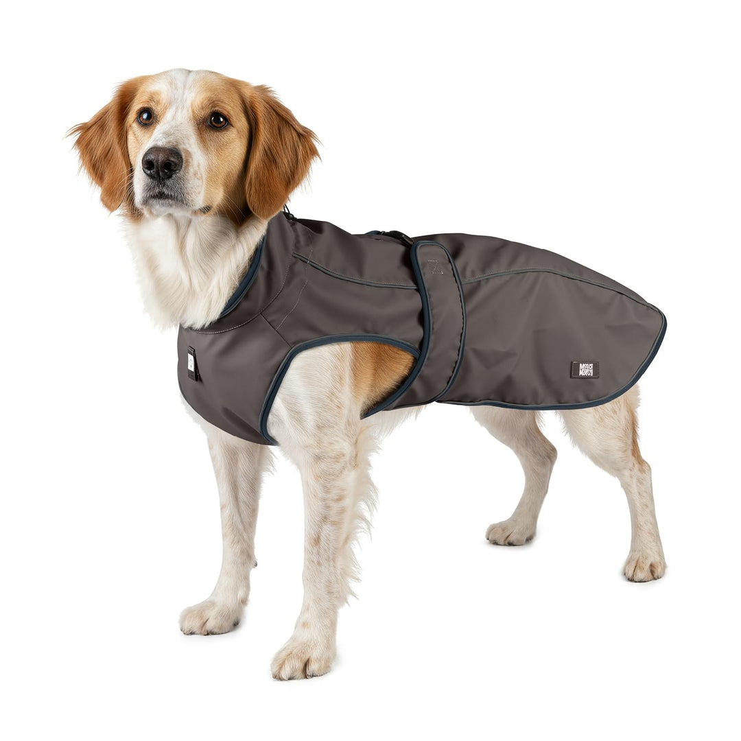 Max & Molly Regenmantel Hund wasserdicht, L, Stone, Sportliche Regenjacke für Hunde mit verstellbare