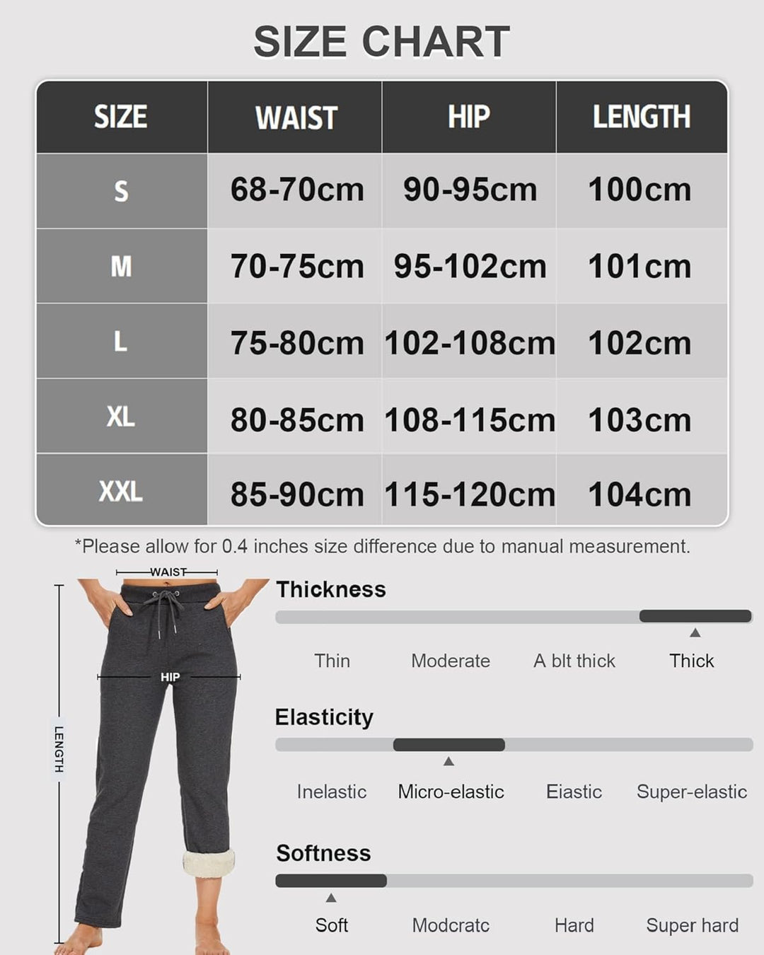 Yutdeng Freizeithose Warme Jogginghose Damen Gefütterte Fleece Winter Sporthose Lang Fleecehose Casu