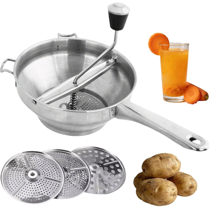 Passiergerät mit 3 Passiersieb,Manuelle Kartoffelstampfer Edelstahl,Classic Potato Masher,Kartoffelp