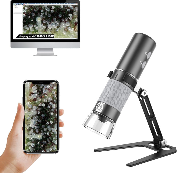 Ninyoon 4K WiFi Mikroskop Verbesserter Ständer für iPhone Android PC, 50-1000X USB Digitales Mikrosk