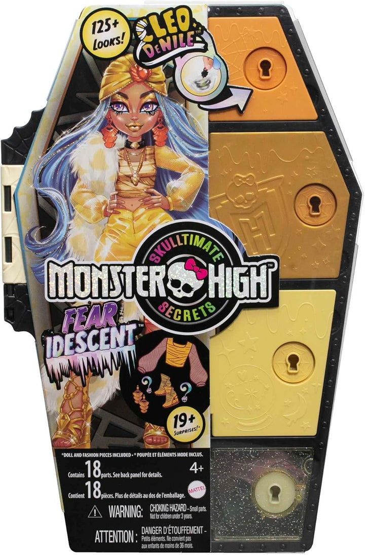 Monster High Skulltimate Secrets Fearidescent - Cleo de Nile Puppe mit sargförmigem Spind mit über 1