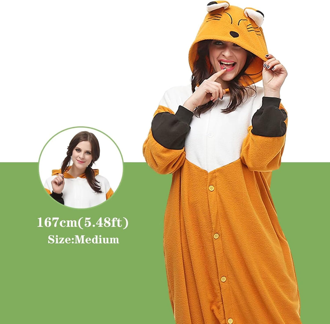 Tier Onesie Karneval Halloween Kostüm Cosplay Schlafanzüge Erwachsene L Fuchs Braun, L Fuchs Braun