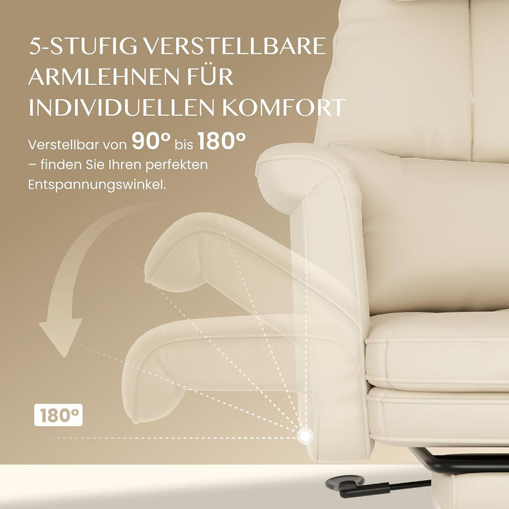 FLEXISPOT Luno Chefsessel Ergonomischer Bürostuhl mit Fussstütze | 180° Armlehnen-Klappfunktion, Kat