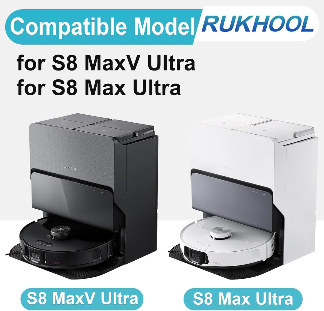 RUKHOOL Zubehör für Roborock S8 Maxv Ultra Ersatzteile Zubehörset mit 4 Staubbeutel, 2 Hauptbürste,