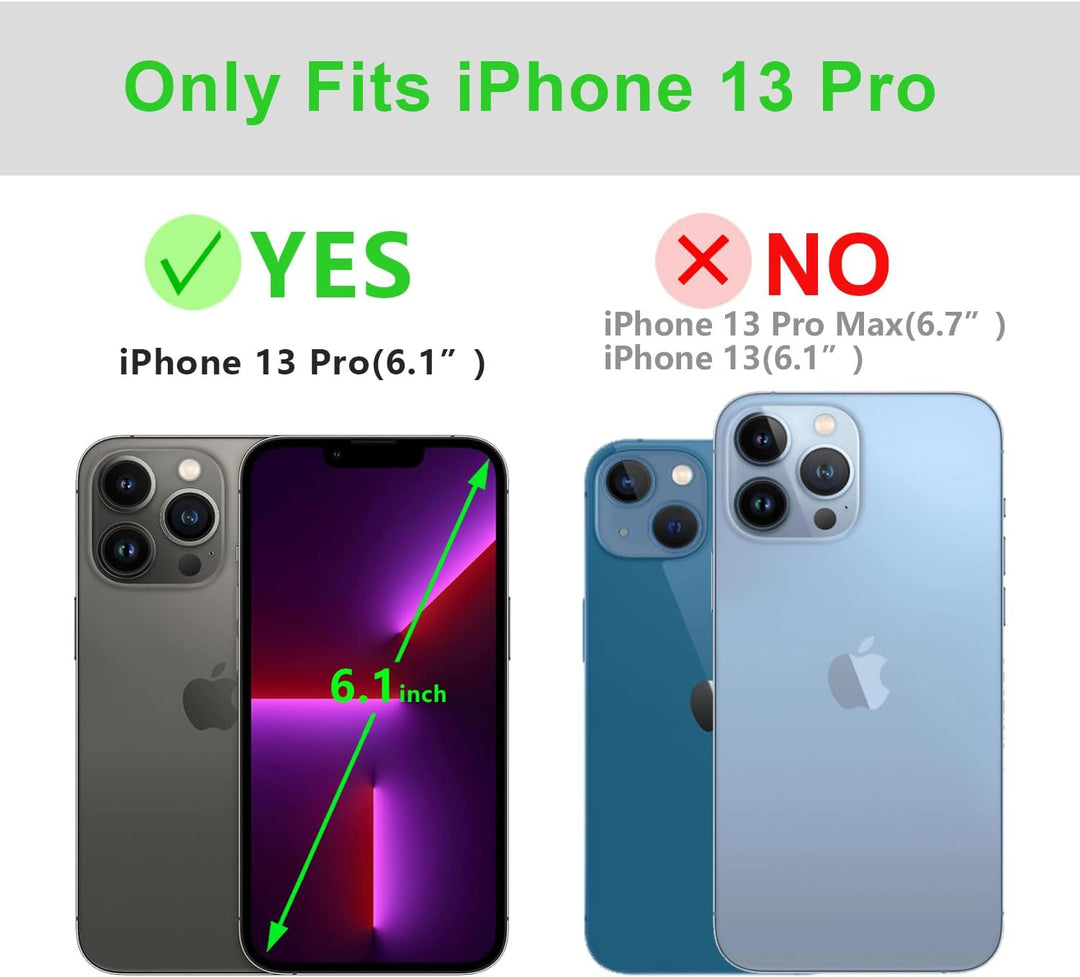 LENSUN Echtleder Hülle für iPhone 13 Pro, Handyhülle [Echtes Leder][Magnetverschluss][RFID Schutz] H