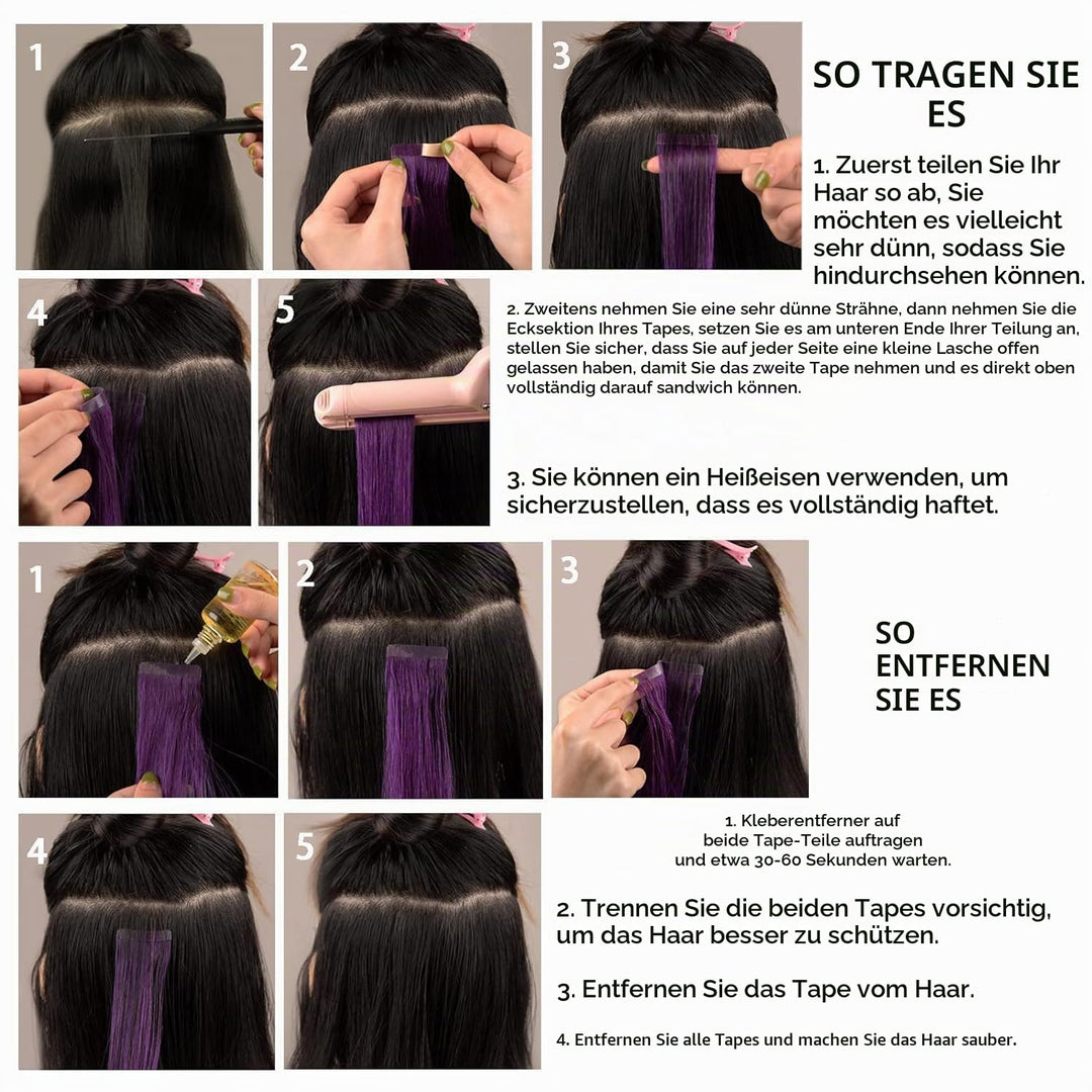 HotLulana Tape Extensions Echthaar Omber Off-Black Hellbraun Gemischt 20stück 40g 16zoll (40cm) 100%