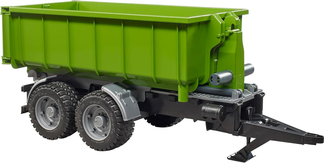 bruder 02035 - Hakenlift-Anhänger für Traktoren, inklusive Kupplungsadapter - 1:16 Kippanhänger Tran