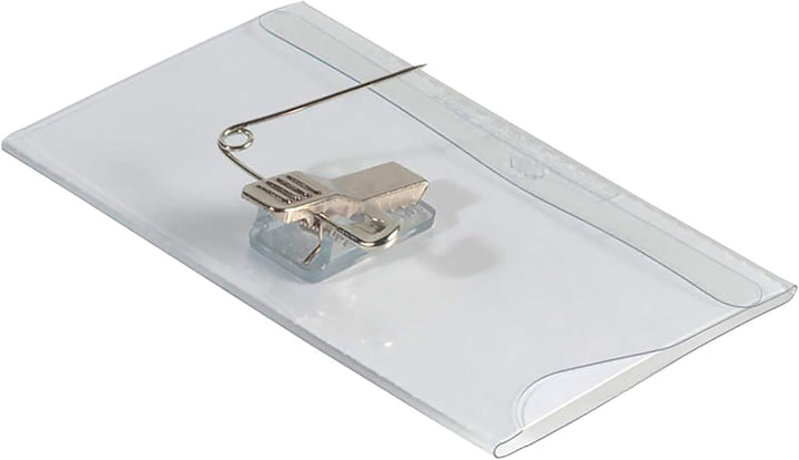 Durable Namensschild (mit Kombiklemme, 54 x 90 mm) Packung à 50 Stück, transparent, 810119 54 x 90 m