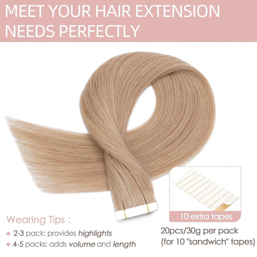 Silk-co Tape in Extensions Echthaar 20stk, leicht Version Tape Extensions Echthaar, Remy Haarextensi