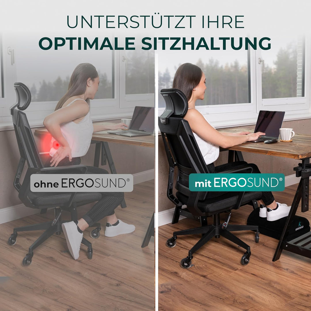 ERGOSUND Fussstütze Schreibtisch [TESTSIEGER] - Premium Schaumstoffkern - Höhenverstellbare Fussbank
