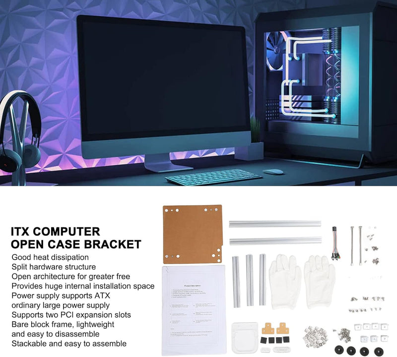 Dpofirs ITX Computer Open Case Bracket, Mini ITX PC Test Bench Open Air Frame Overclock Case Compute