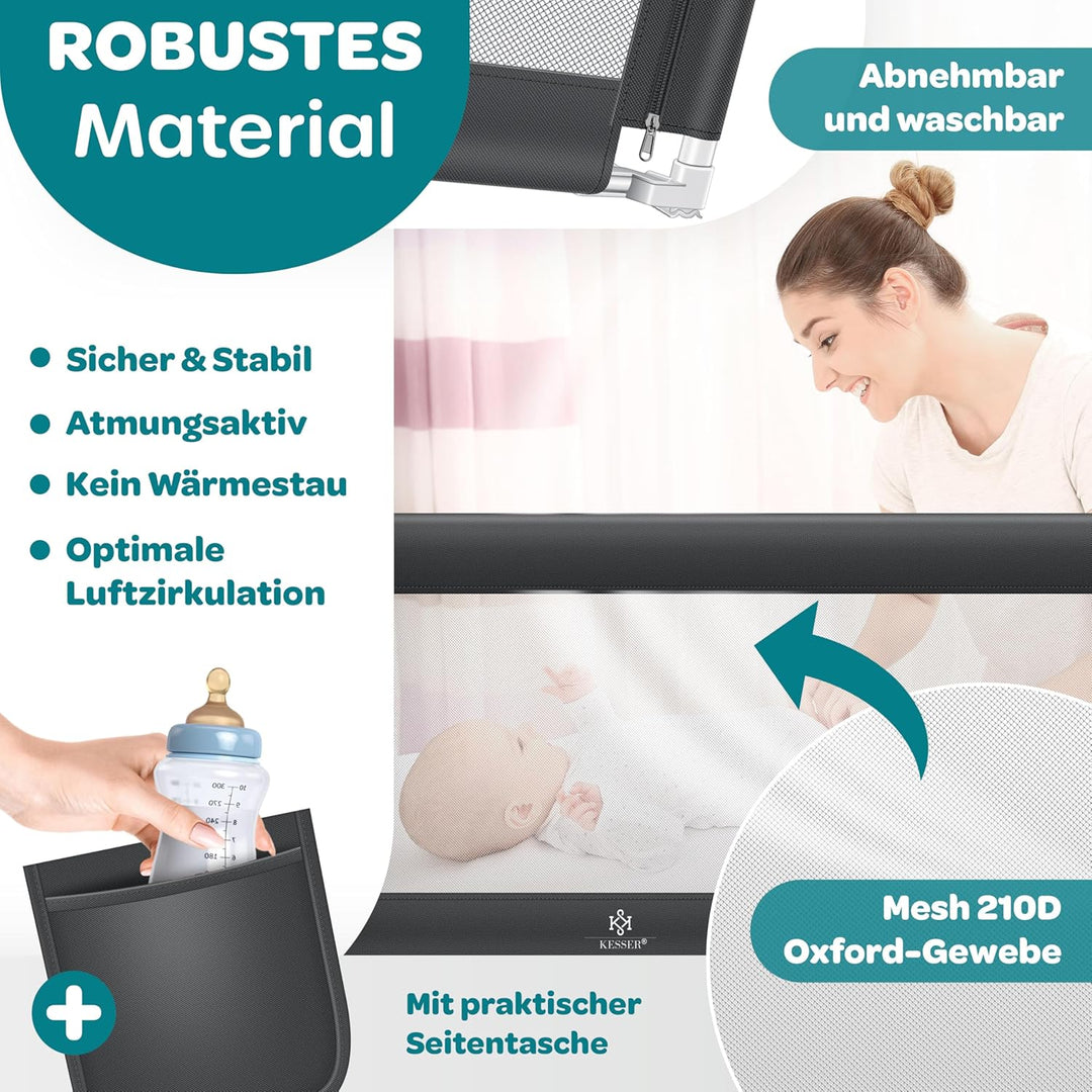 KESSER® Bettgitter 200cm Bettschutzgitter Kinderbettgitter für Kinder Babybettgitter Klappbar, Kinde
