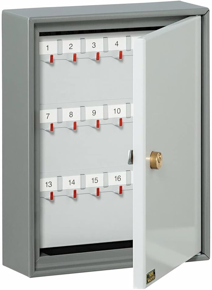 Burg-Wächter Schlüsselschrank zur Wandmontage, 57 Haken, Türanschlag rechts, Stahlblech, 6700/57 R,
