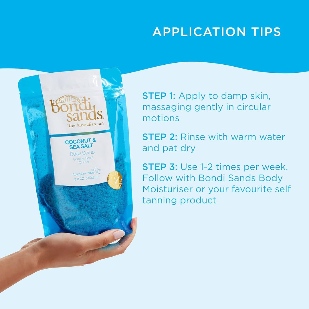 BONDI SANDS Coconut & Sea Salt Scrub | Ölfreie Formel Peelt sanft + entfernt Unreinheiten mit Kokosn