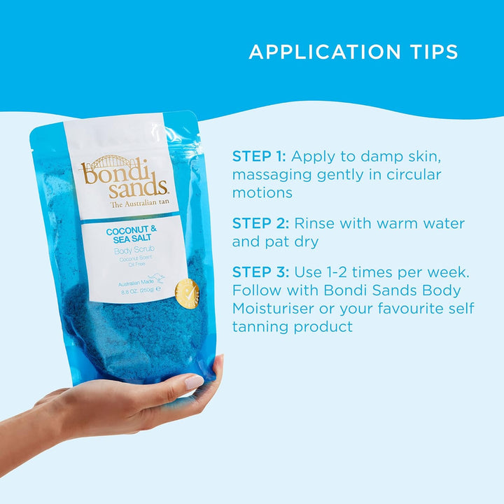 BONDI SANDS Coconut & Sea Salt Scrub | Ölfreie Formel Peelt sanft + entfernt Unreinheiten mit Kokosn