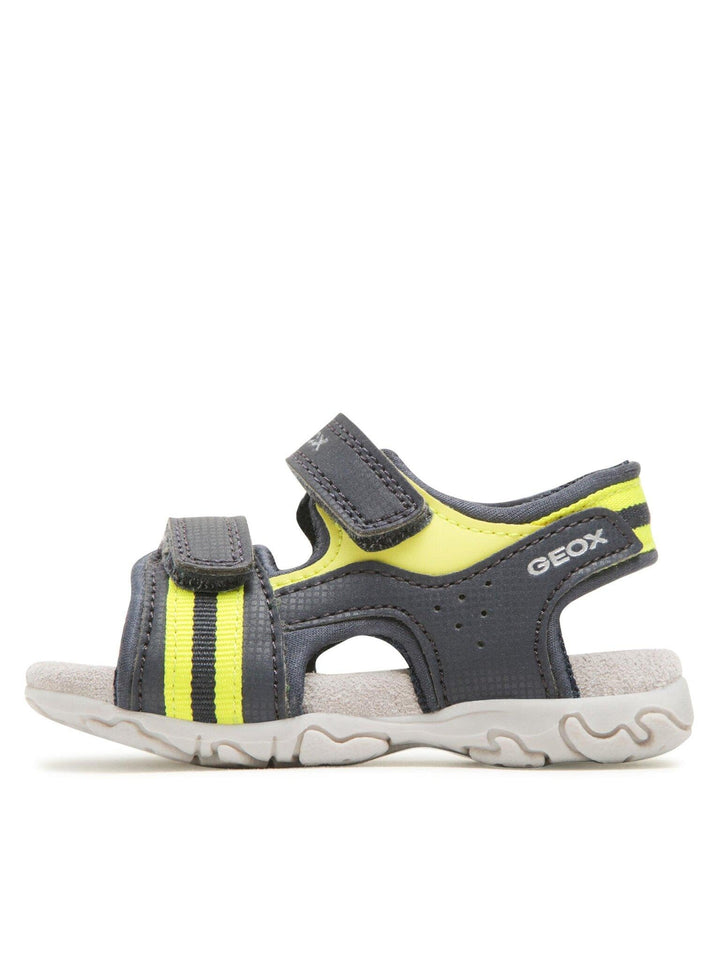 Geox Baby-Jungen B FLAFFEE Boy Sandal, Navy/Fluo Yellow, 20 EU