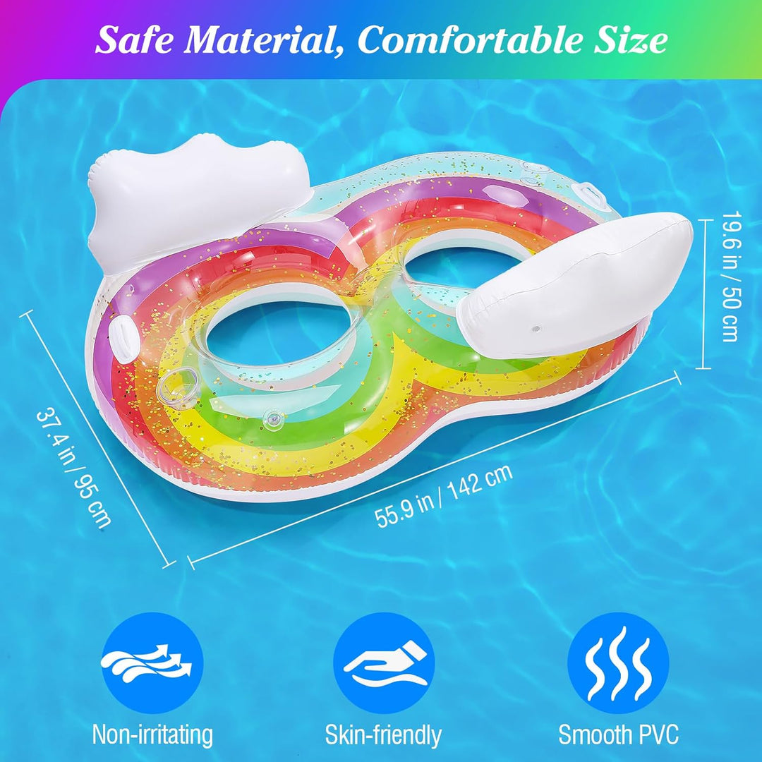 MoKo Pool Luftmatratze Erwachsene, Gross Schwimmbett mit EIS Bar, Solarium Pool Loungesessel Aufblas