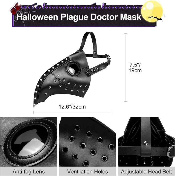 Lifreer Halloween Pest Arzt Maske, Halloween Kostüm Requisiten, Pest Arzt Kostüm, Steampunk Maske Sc