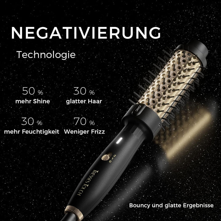 Thermal Brush, Thermobürste Negativ-Ionen, Wärmebürste Rundbürste mit 2 Temperaturstufen, Stylingbür