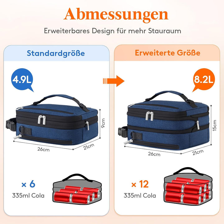 Lifewit Erweiterbare Lunchtasche 8,2L, Kühltasche Klein, Lunch Bag 8.2L Blau, 8.2L Blau