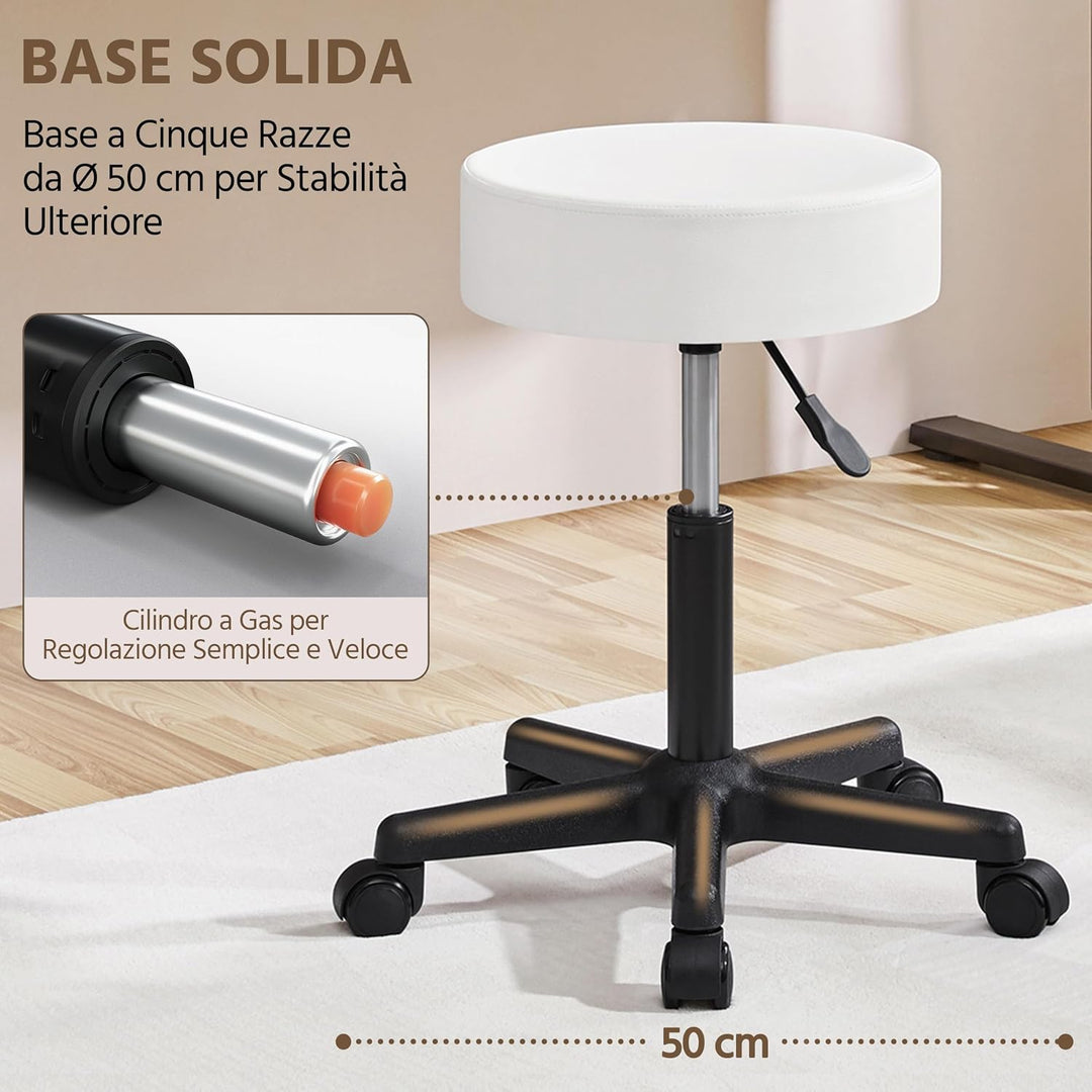 Yaheetech Rollhocker höhenverstellbar,Arbeitshocker Bürohocker 360° drehbar mit Rollen,Hocker Drehho