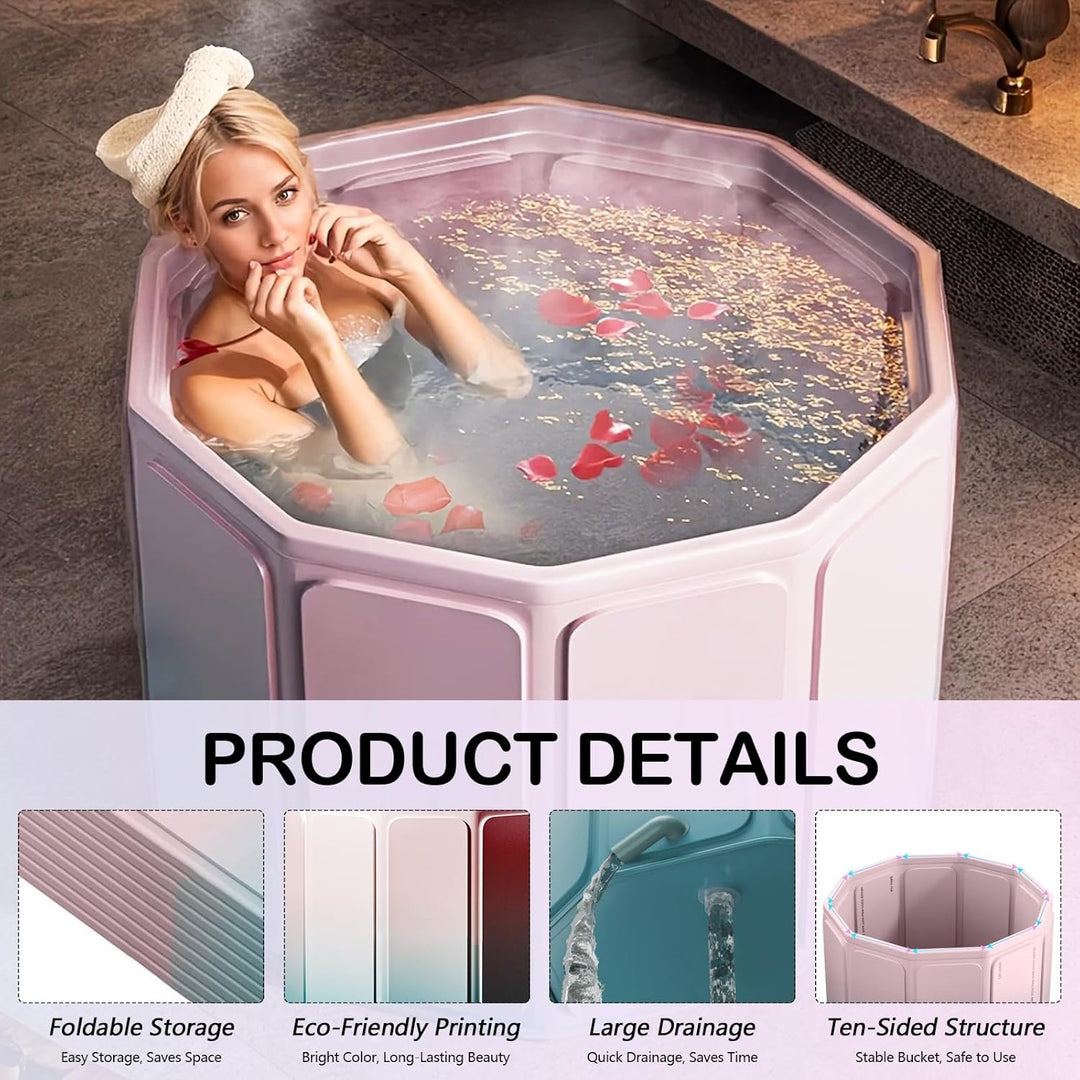 Faltbare Badewanne, 80x70cm(BxH) Tragbare Mobile Badewanne für Heiss- und Kaltbäder für kleine Badez