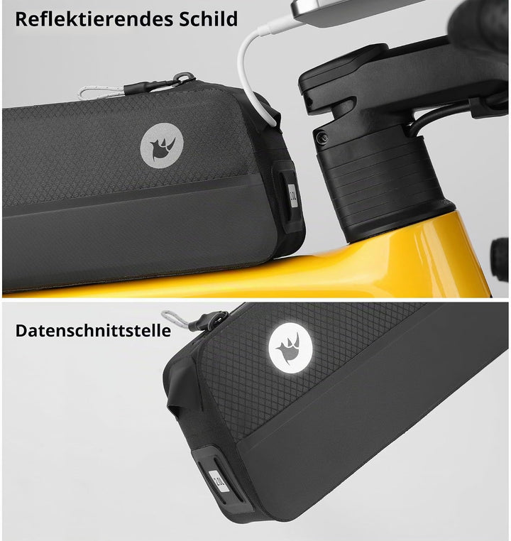 Rhinowalk Fahrrad Oberrohrtasche 2.0L – wasserdichte Lange Rahmentasche mit Reissverschluss – Montag