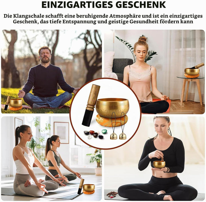 Tibetische Klangschale - Meditationsklangschale,Tibetisches Klangschalen Set,Klangschale Set mit 7-F