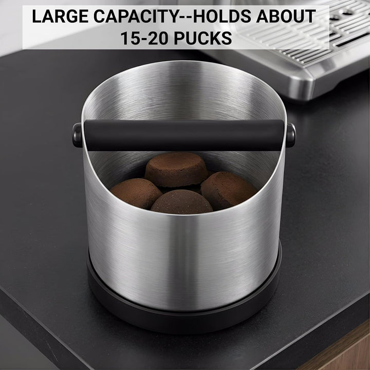 Abklopfbehälter für Siebträger, 1400ml Grosse Edelstahl Espresso Kaffee Knock Box, Abklopfschale Kno