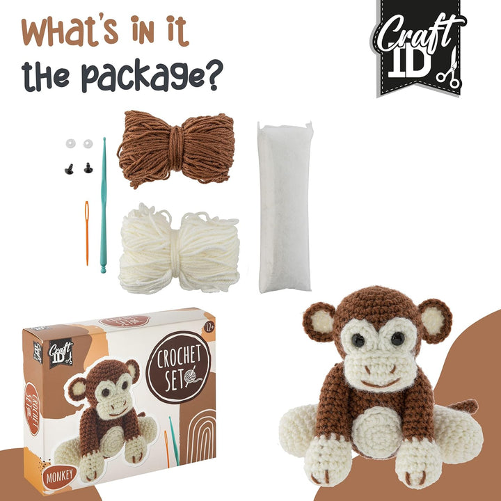 Affen-Häkelset | Amigurumi-Set | Häkelpaket | Häkelnadelset Kinder und Erwachsene | Häkelpakete Kusc