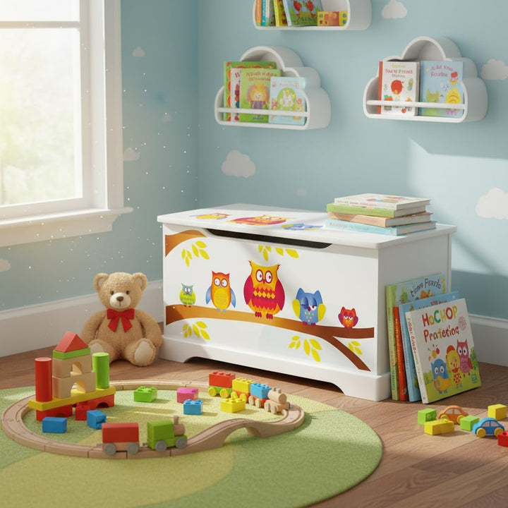 Leomark Holz Kindertruhenbank (Eulen), Eulen