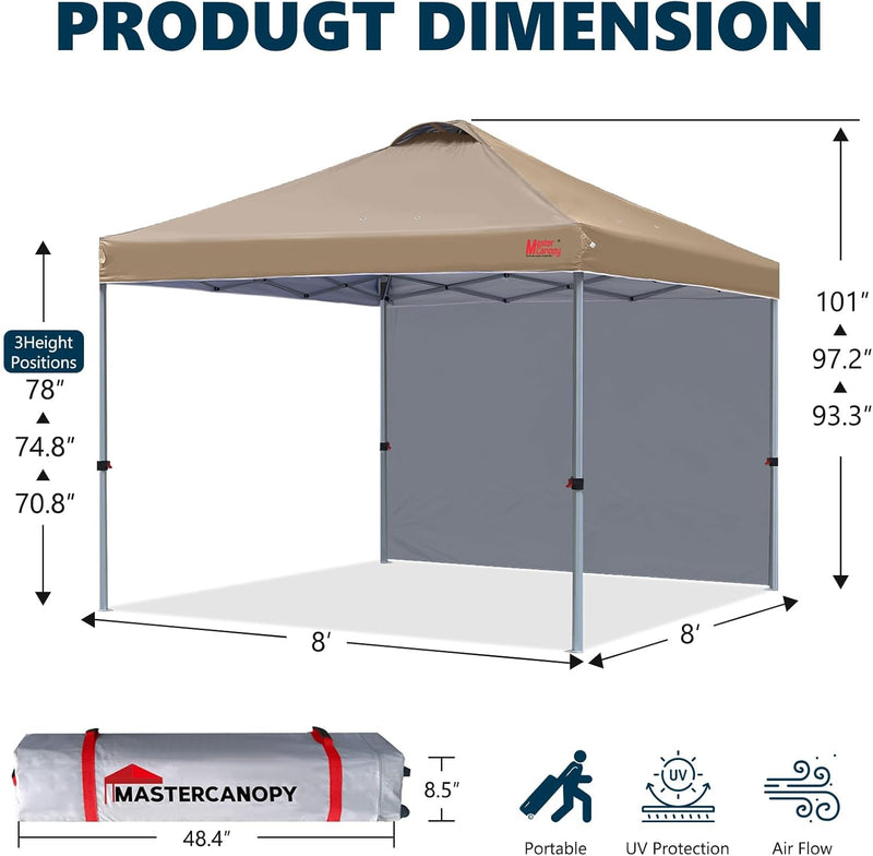 MASTERCANOPY 2,5 x 2,5 m Pop up Pavillon Faltpavillon Festzelt Partyzelt mit 1 Seitenwand/Seitenteil