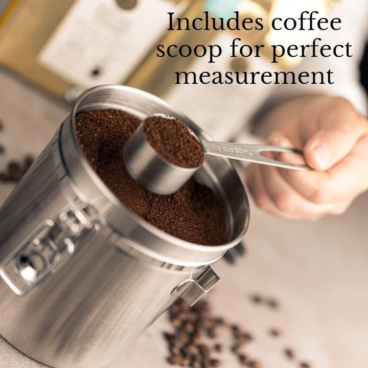 Café Olé CC-750S Luftdichte Kaffeedose, sowohl für Bohnen- als auch für gemahlenen Kaffee, Edelstahl