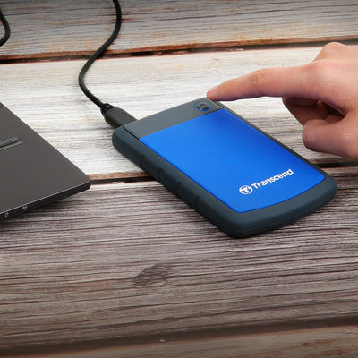 Transcend TS4TSJ25H3B 4TB portable Festplatte (HDD) in grau/blau mit Backup-Funktion (Datensicherung