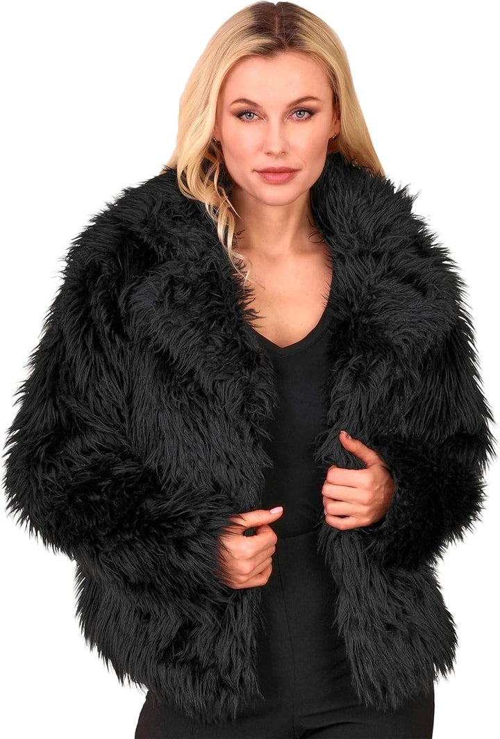 W WIDMANN MILANO Party Fashion - Damen Kunstfell-Jacke, flauschiger Pelz, Plüschjacke, Kostüm, Party