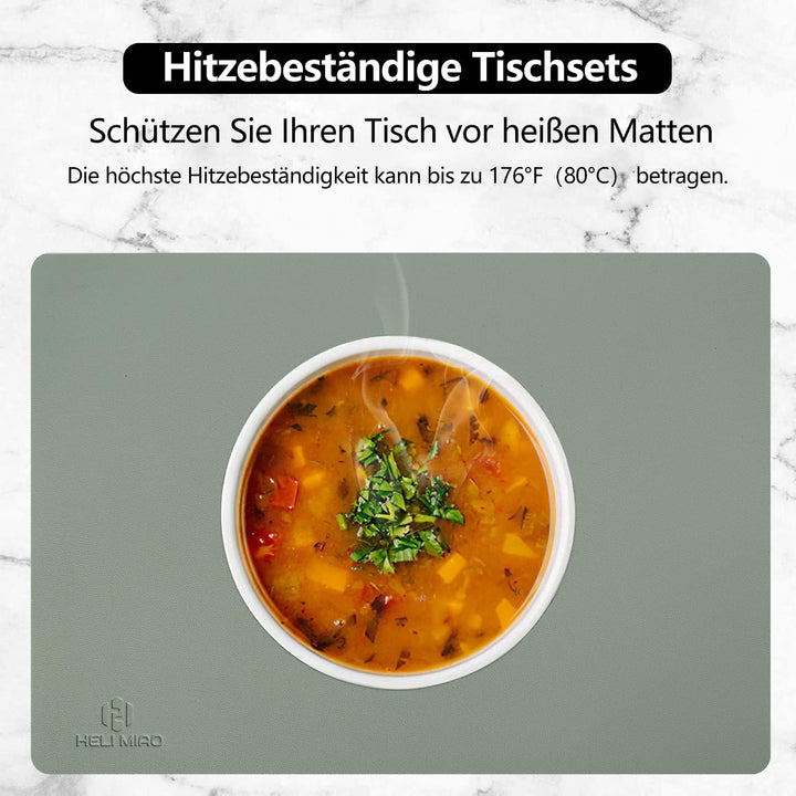 HELI MIAO Tischsets Abwaschbar,Platzsets Abwischbar, Leder,Hitzebeständig Doppelseitigen I 6er Set P