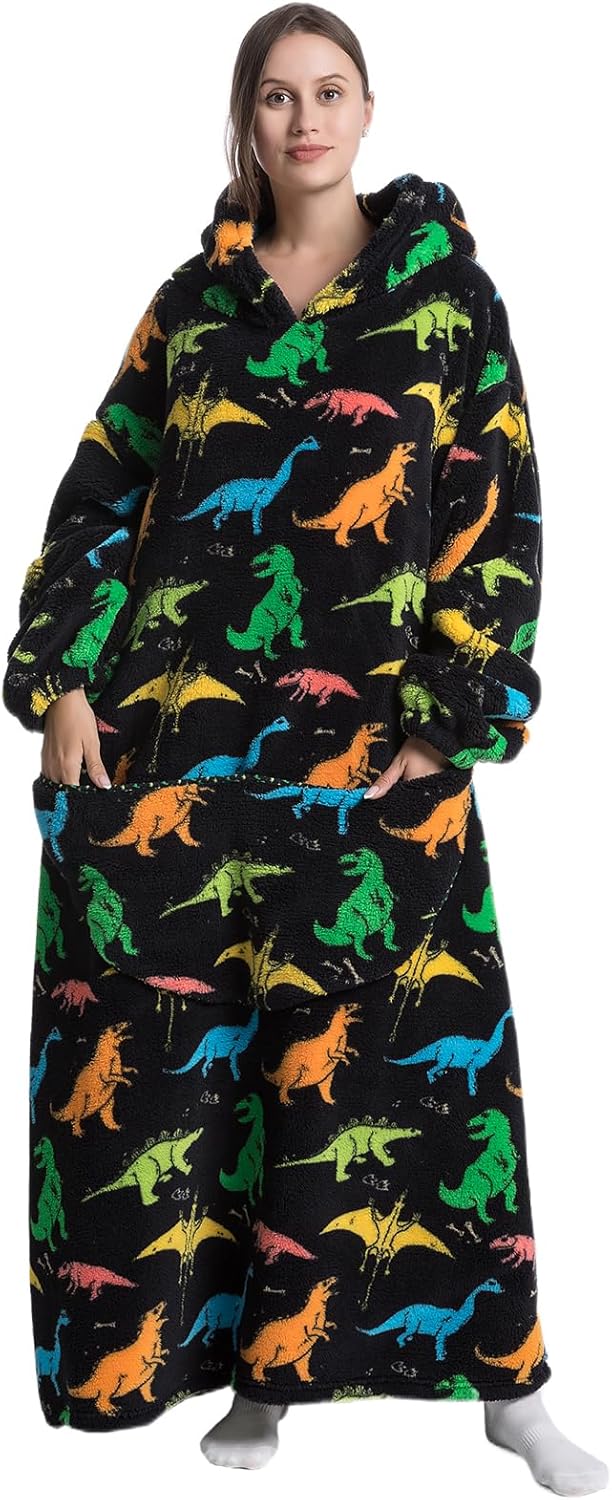 Ultra Weiche Hoodie Decke mit Ärmeln Warme Flanell Decke zum Anziehen für Zuhause Sofa und Bett, Kus