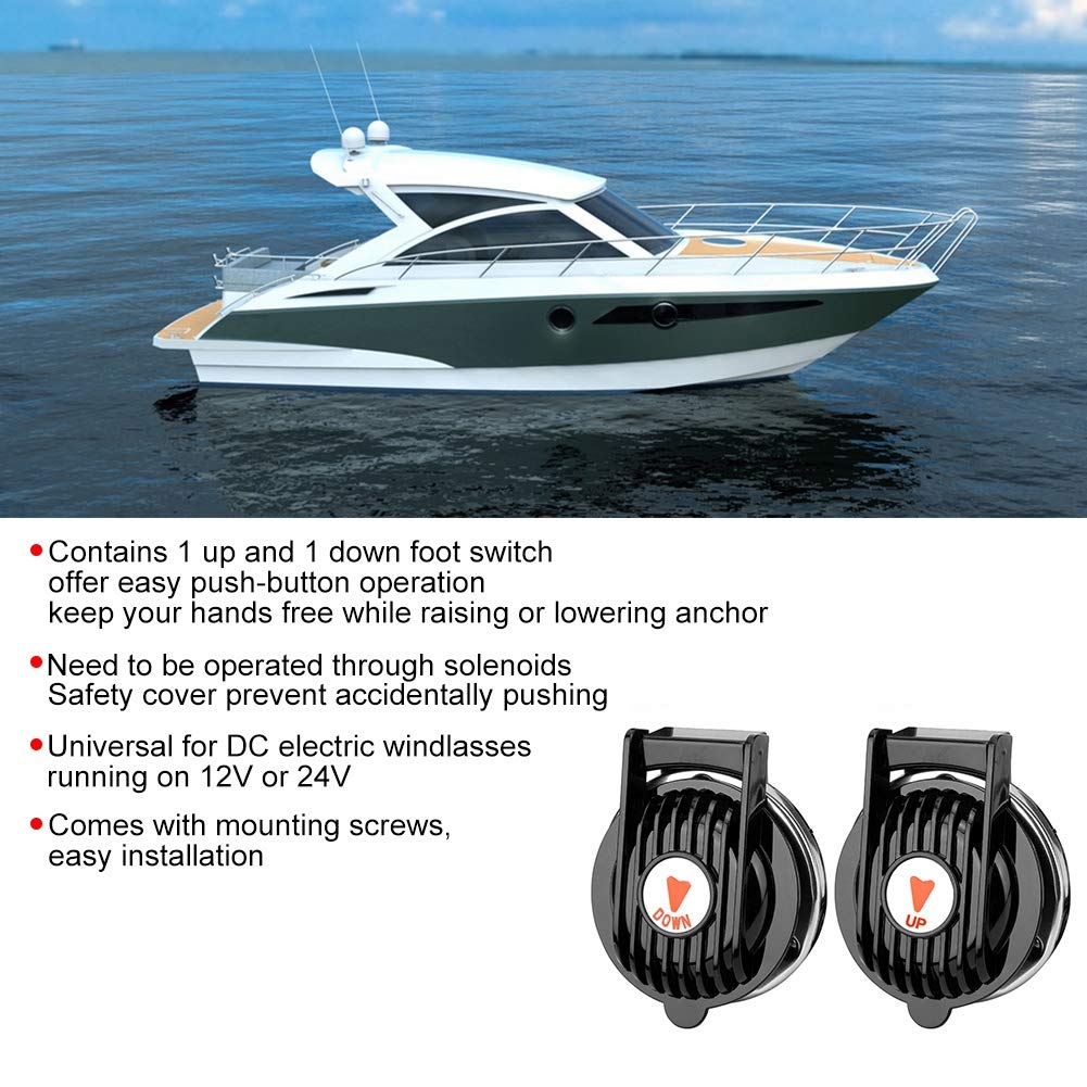 Ankerwinde Fussschalter, ein Paar Marine Universal Ankerwinde Fussschalter Auf und Ab Boot Schiff An