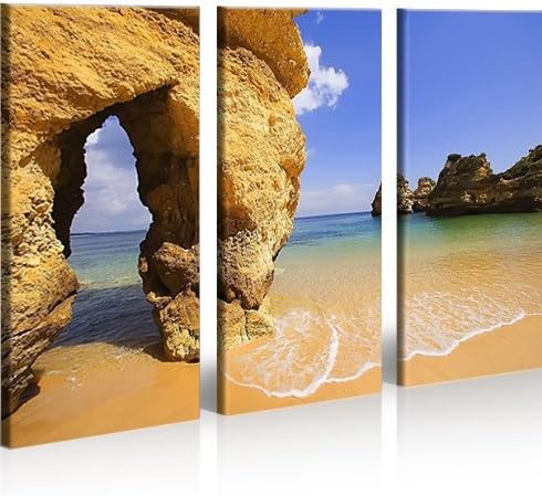 islandburner Bild Bilder auf Leinwand Algarve Beach Strand XXL Poster Leinwandbild Wandbild Dekoarti