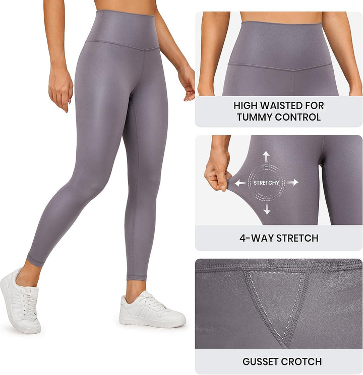 CRZ YOGA Butterluxe Damen Faux Leder Leggings High Waist Lederoptik Sporthose Kunstleder Stretch Wor