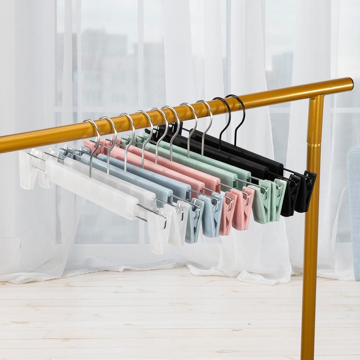 20 Stück Kleiderbügel mit starken Antirutsch verstellbaren Clips Haken, Platzsparende Hosenbügel für