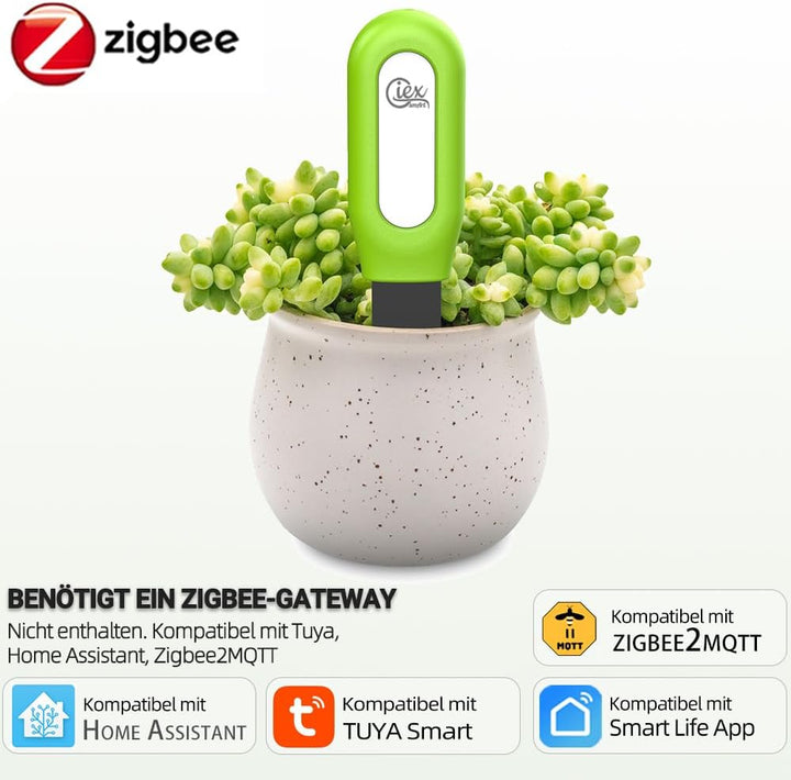 2er-Set ZigBee Bodenfeuchtigkeits- & Temperaturmesser für Garten & Pflanzen – Kompatibel mit Tuya Sm