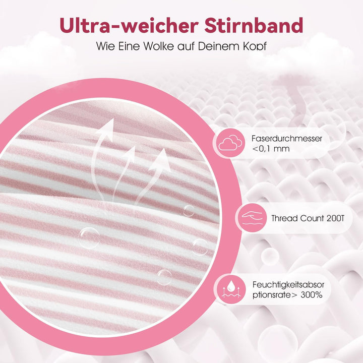 LC-dolida Schlafkopfhörer Ultra-Soft Bluetooth-Stirnband mit 4-Wege Stretch & No-Slip Yoga Stirnband