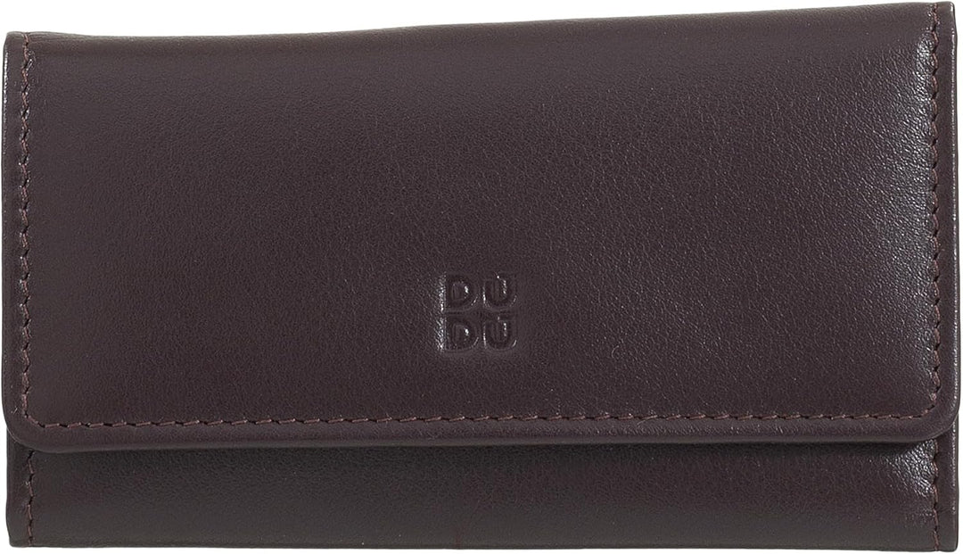 DUDU Klassische mehrfarbige Schlüsselmappe in Leder mit 6 Haken Dunkelburgundy, Dunkelburgundy