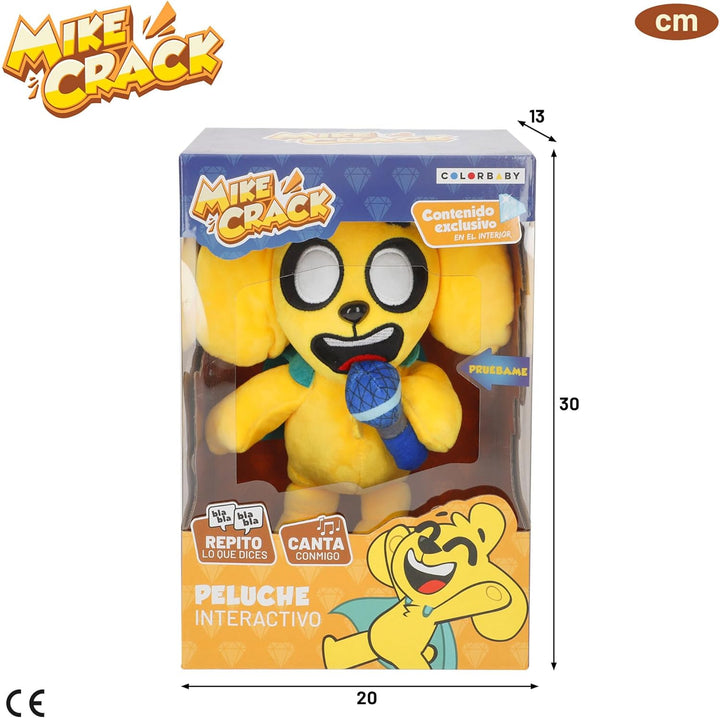 COLORBABY Mikecrack 85423 Plüschtier Mike Hund mit Musik, Aufnahme und Sprachwiedergabe, YouTube-Cha