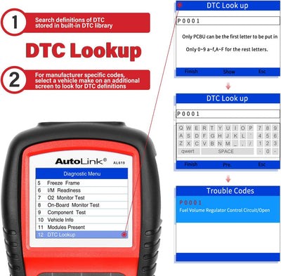 Autel AutoLink AL619 2023 Neuester OBD2 Scanner, Auto ABS/SRS Diagnosegerät, Zurücksetzen der ABS Ai